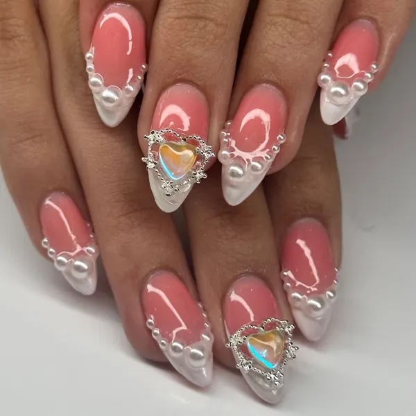 Pink 3D nail art