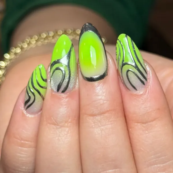 Lime swirl nail art