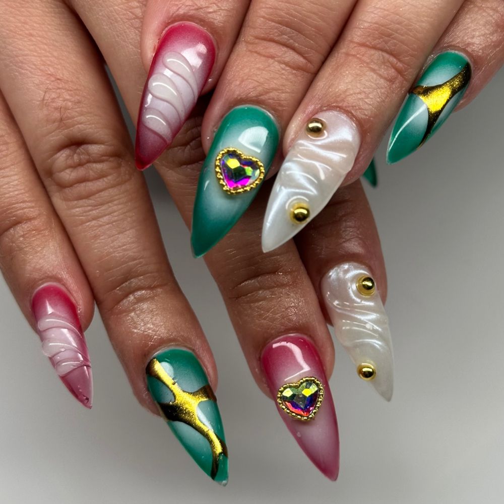 Hand-painted stiletto nail art