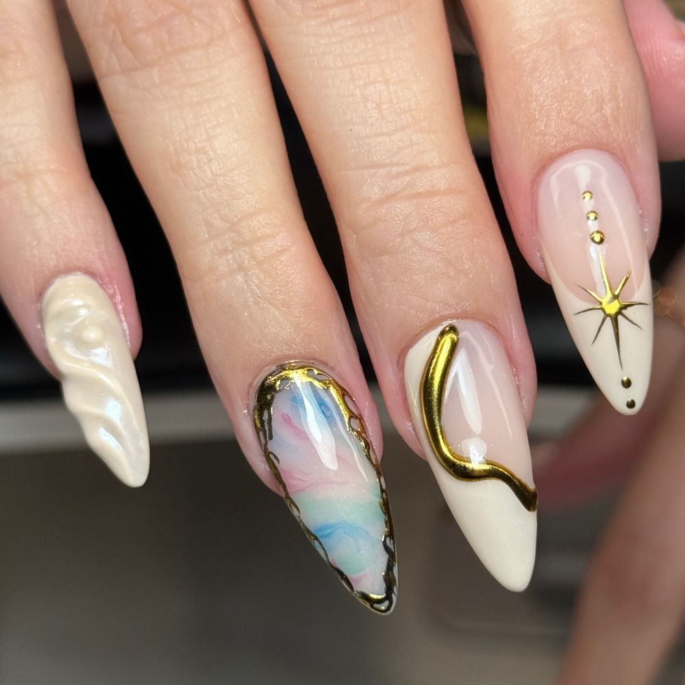 White structured gel with line art