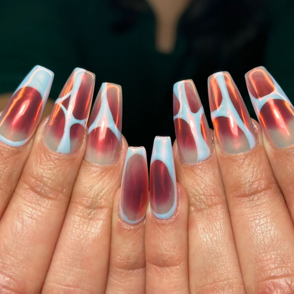 Red French stiletto nails
